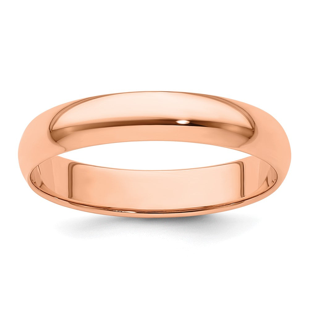 14k Rose Gold 4mm Lightweight Half Round Wedding Band Size 13.5