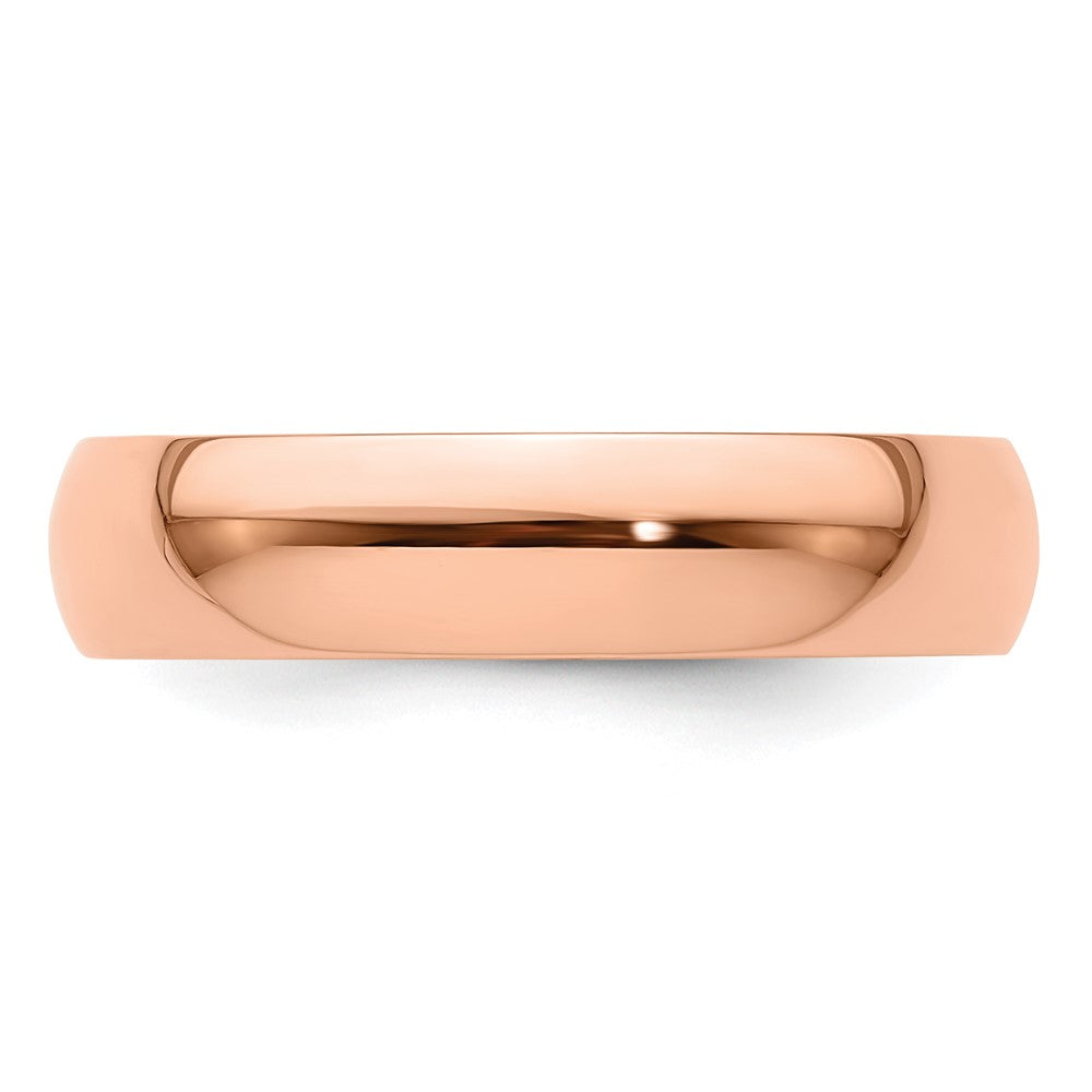 14k Rose Gold 5mm Lightweight Half Round Wedding Band Size 8.5