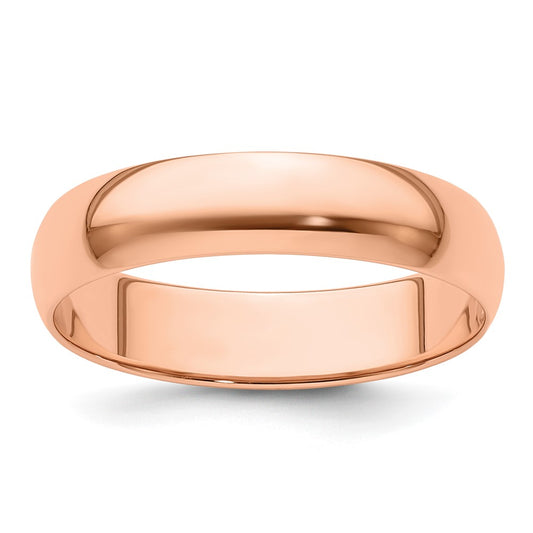 14k Rose Gold 5mm Lightweight Half Round Wedding Band Size 13.5