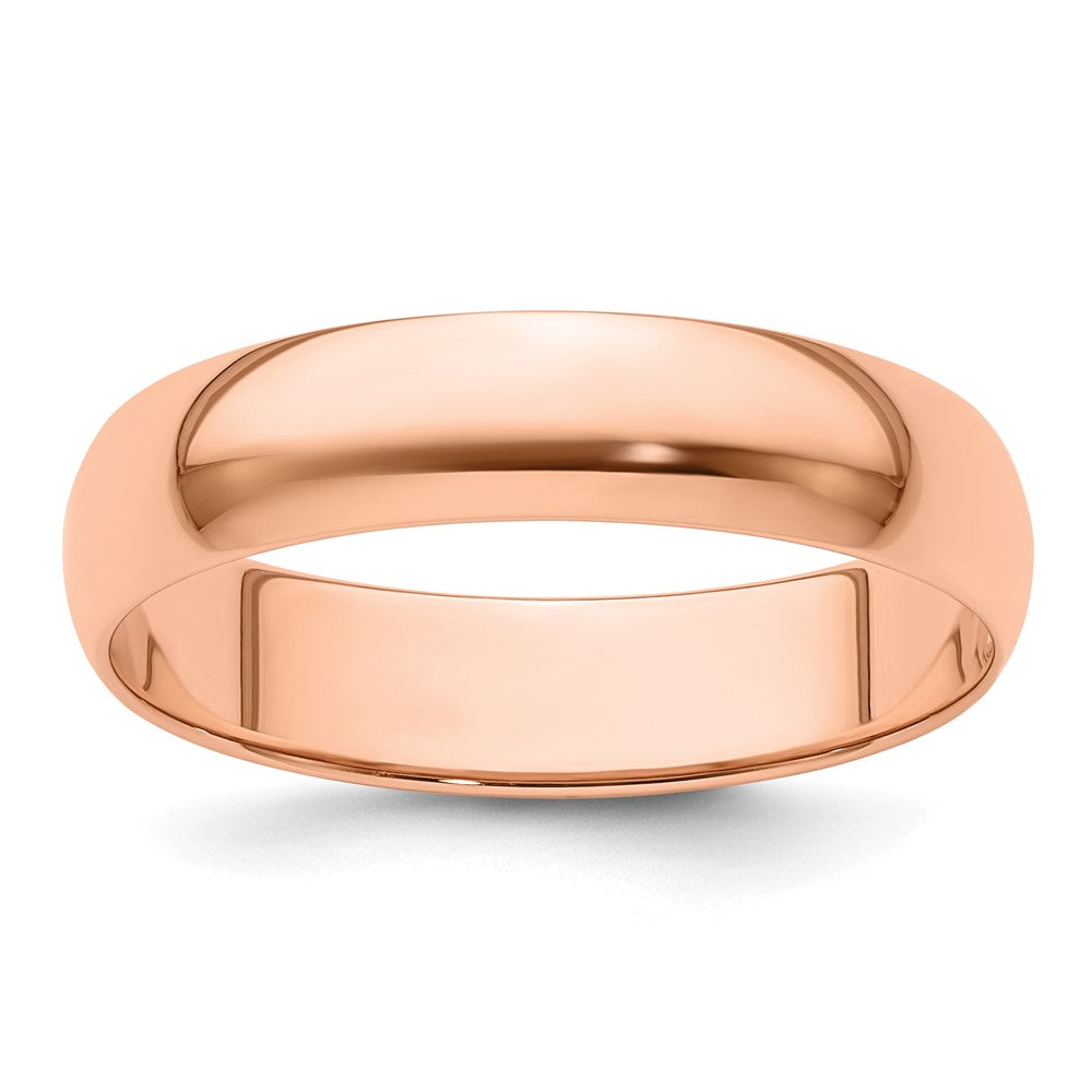 14k Rose Gold 5mm Lightweight Half Round Wedding Band Size 4