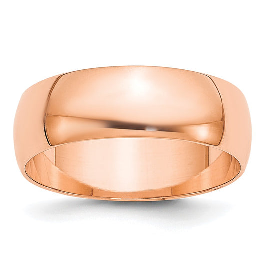14k Rose Gold 6mm Lightweight Half Round Wedding Band Size 7