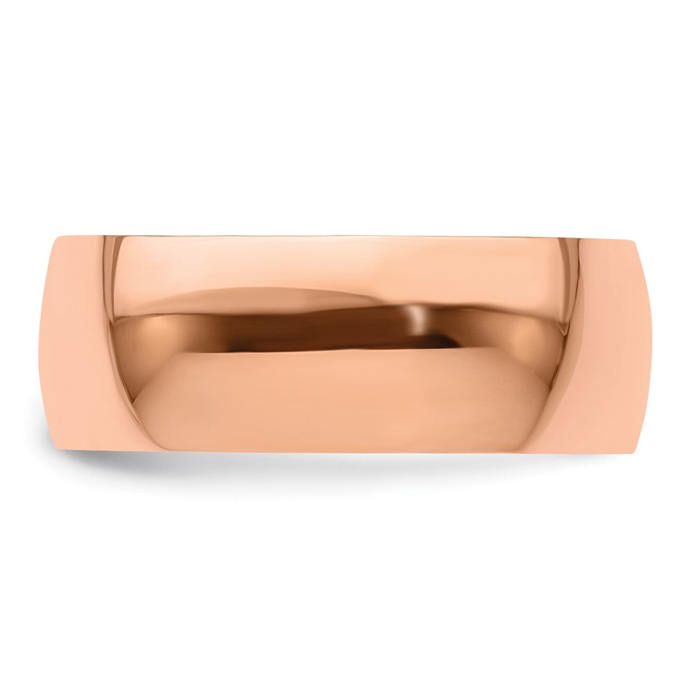 14k Rose Gold 8mm Lightweight Half Round Wedding Band Size 5.5