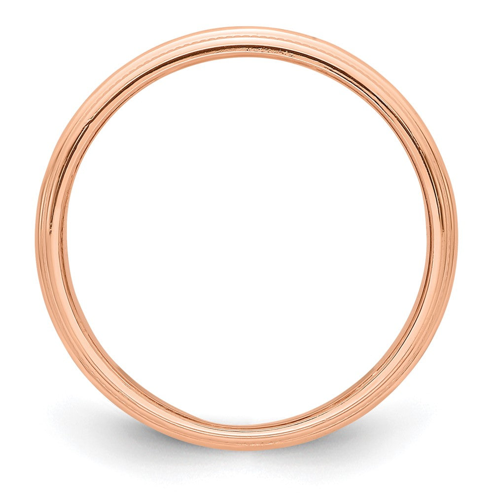 14k Rose Gold 3mm Milgrain Half-Round Wedding Band Size 10.5