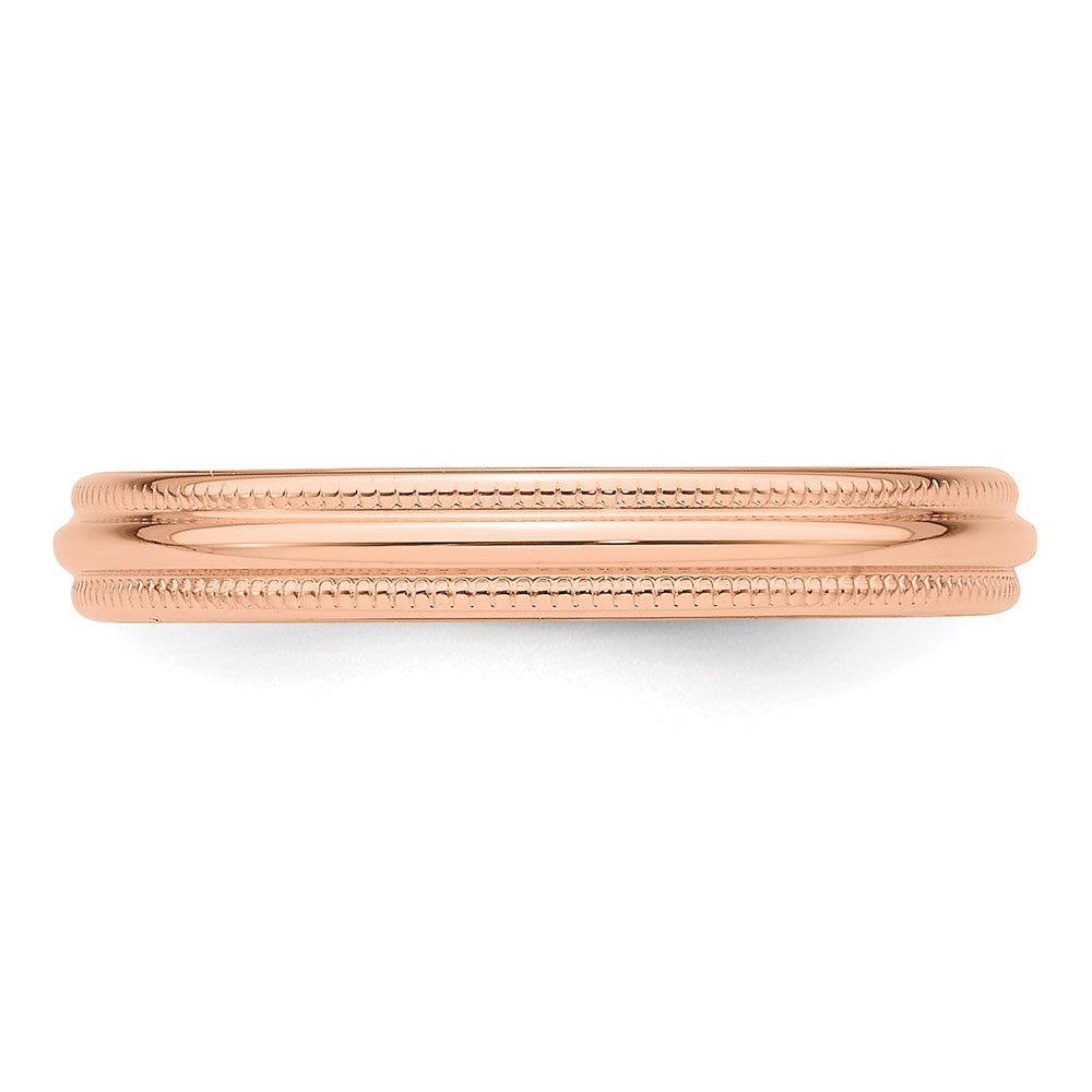 14k Rose Gold 3mm Milgrain Half Round Wedding Band Size 14