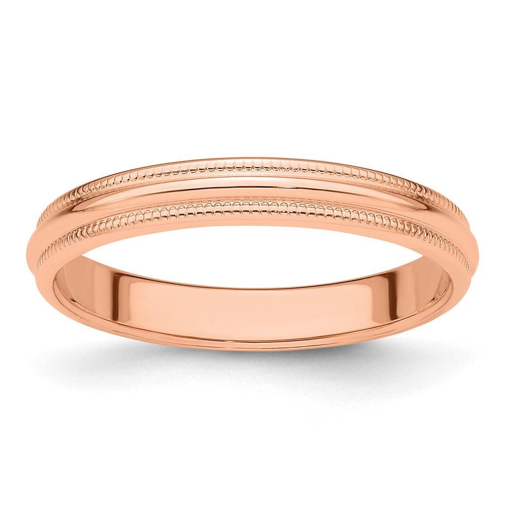 14k Rose Gold 3mm Milgrain Half-Round Wedding Band Size 8.5