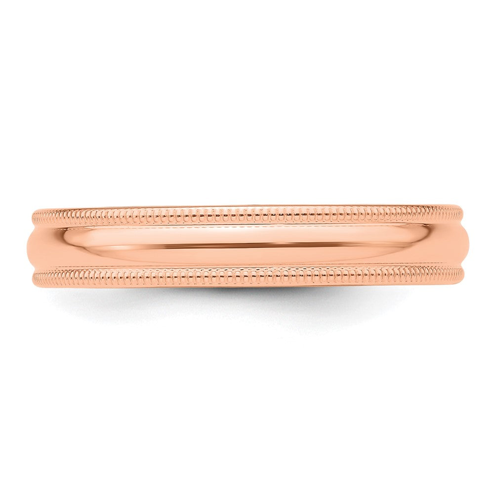 14k Rose Gold 4mm Milgrain Half-Round Wedding Band Size 5.5