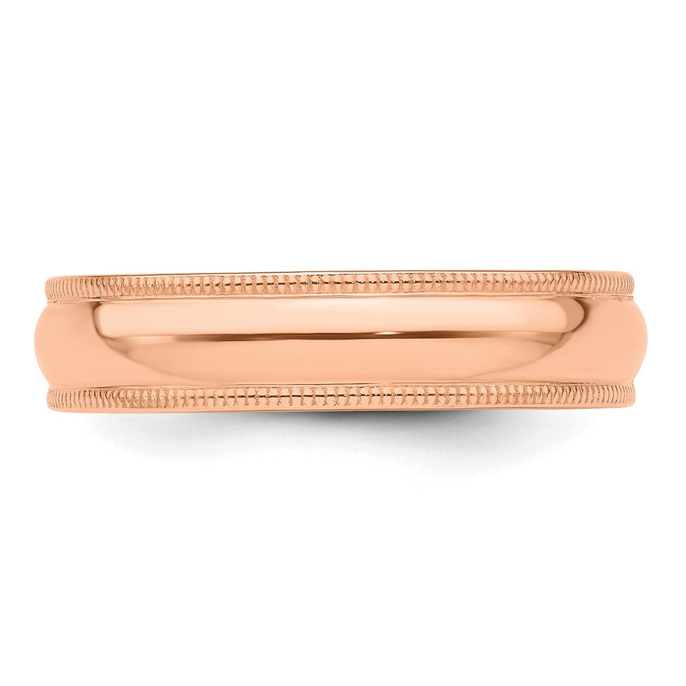 14k Rose Gold Rose Gold 5mm Milgrain Half Round Wedding Band Size 12.5