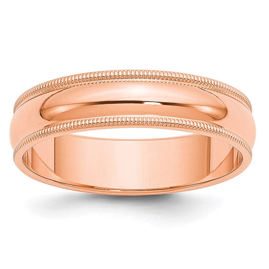 14k Rose Gold Rose Gold 5mm Milgrain Half Round Wedding Band Size 12.5