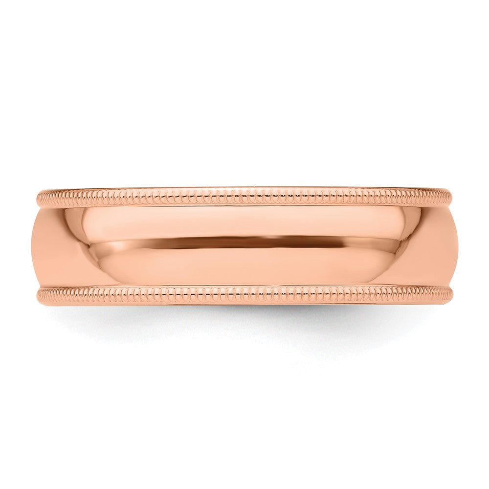 14k Rose Gold 6mm Milgrain Half Round Wedding Band Size 13.5
