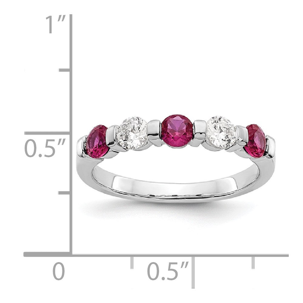 14k White Gold 1/3 carat Diamond and Ruby Complete Band