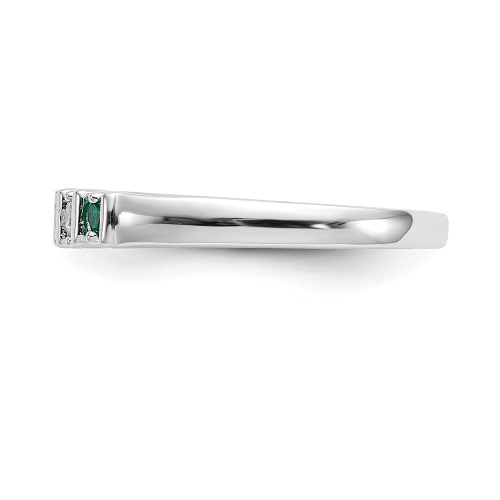 14k White Gold 1/15 carat Diamond and Emerald Complete Band