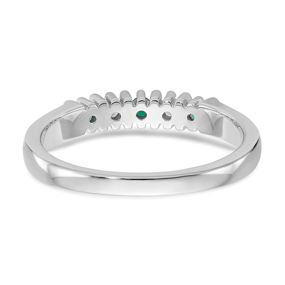 14k White Gold 1/15 carat Diamond and Emerald Complete Band