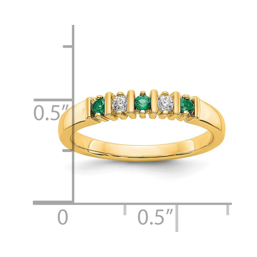 14k Yellow Gold Yellow Gold 1/15 carat Diamond and Emerald Complete Band