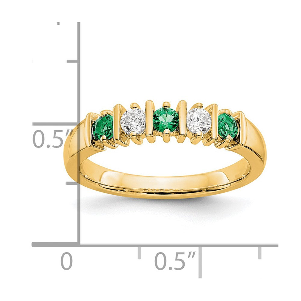14k Yellow Gold 1/5 carat Diamond and Emerald Complete Band