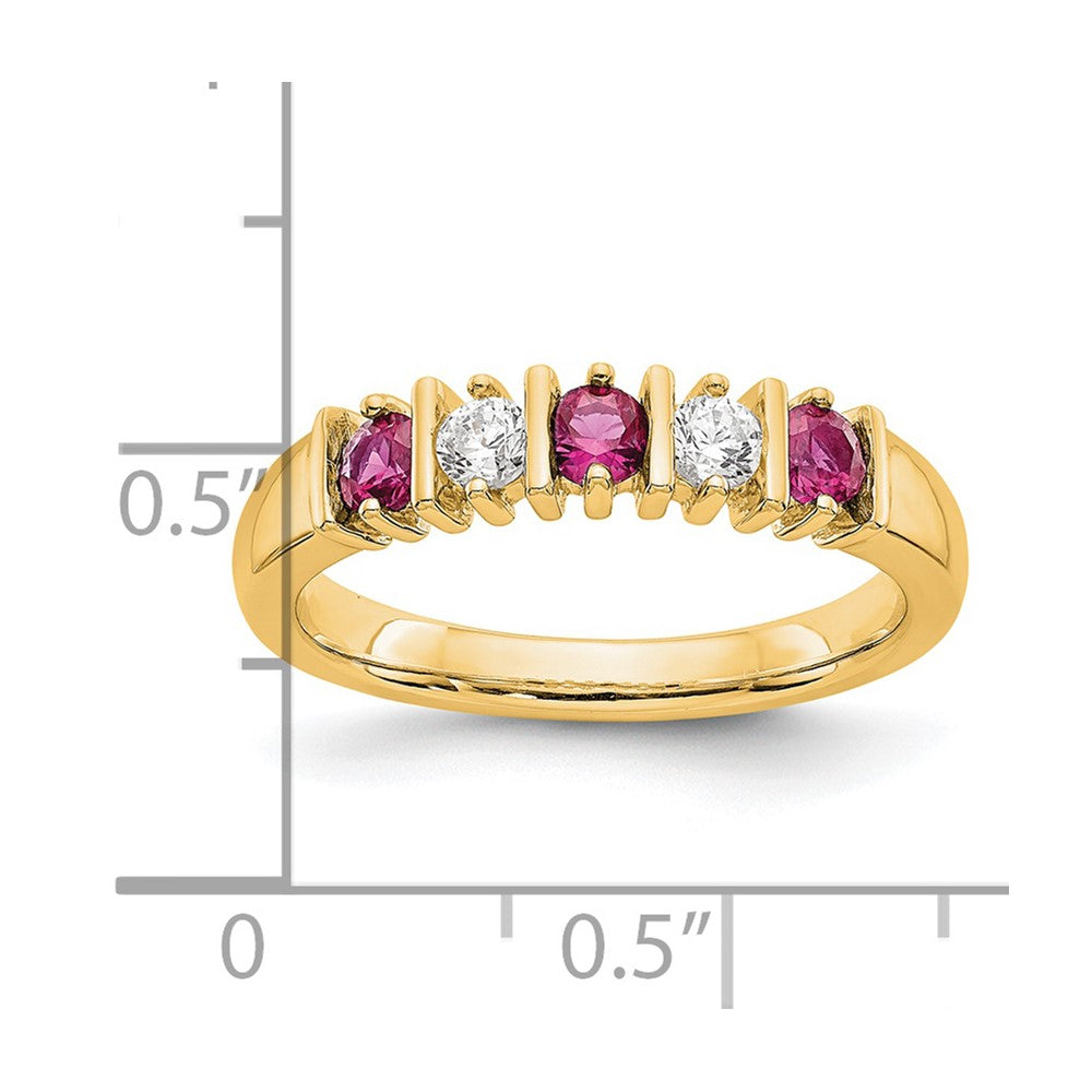 14k Yellow Gold 1/5 carat Diamond and Ruby Complete Band