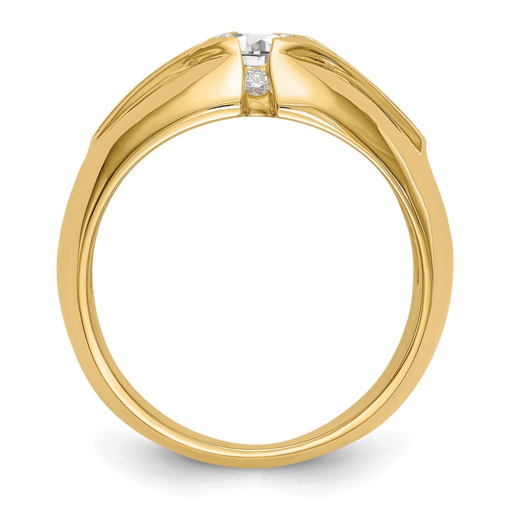 14k Yellow Gold (Holds 1-5.5 Round Center, 8-2.0, 2-1.8mm Round) Men's Ring Mounting