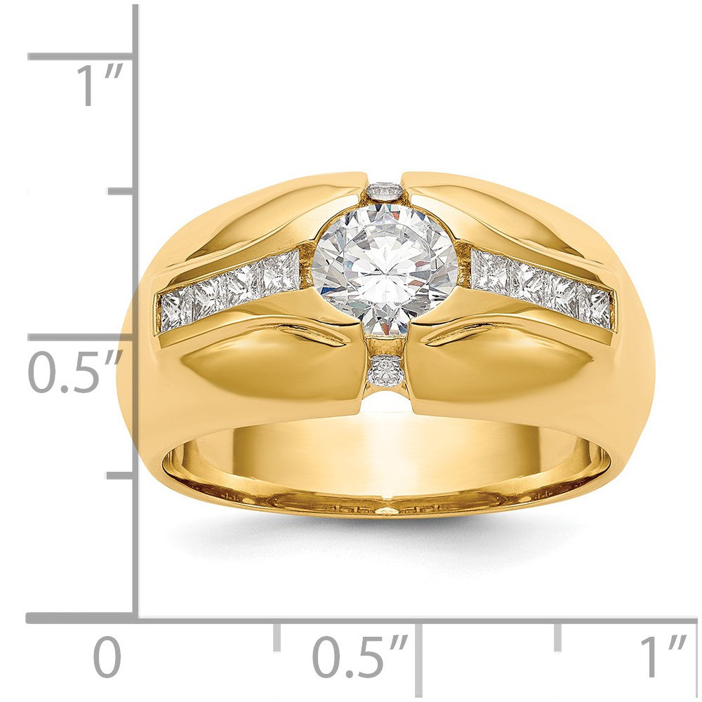 14k Yellow Gold (Holds 1-5.5 Round Center, 8-2.0, 2-1.8mm Round) Men's Ring Mounting
