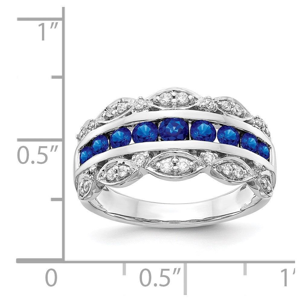 14k White Gold Diamond and Sapphire Fancy Ring