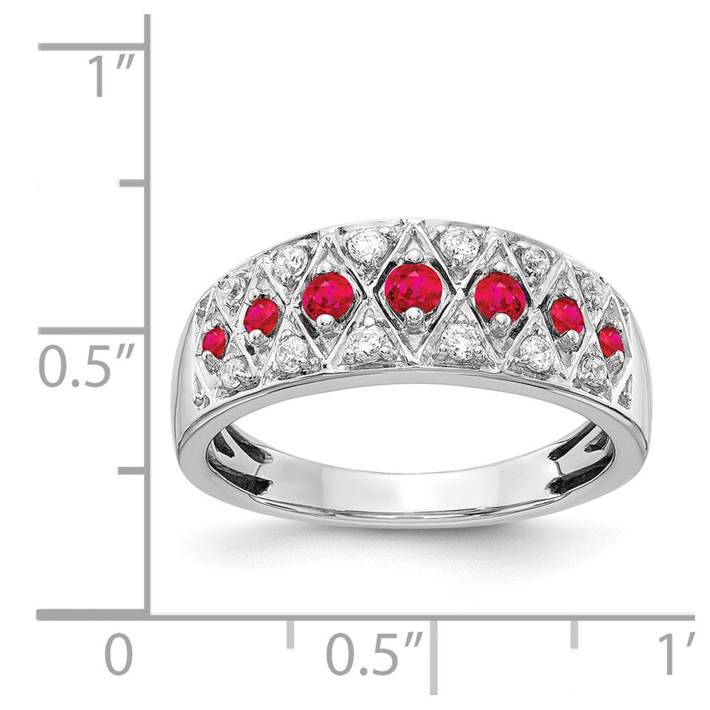 14k White Gold Diamond and Ruby Fancy Ring