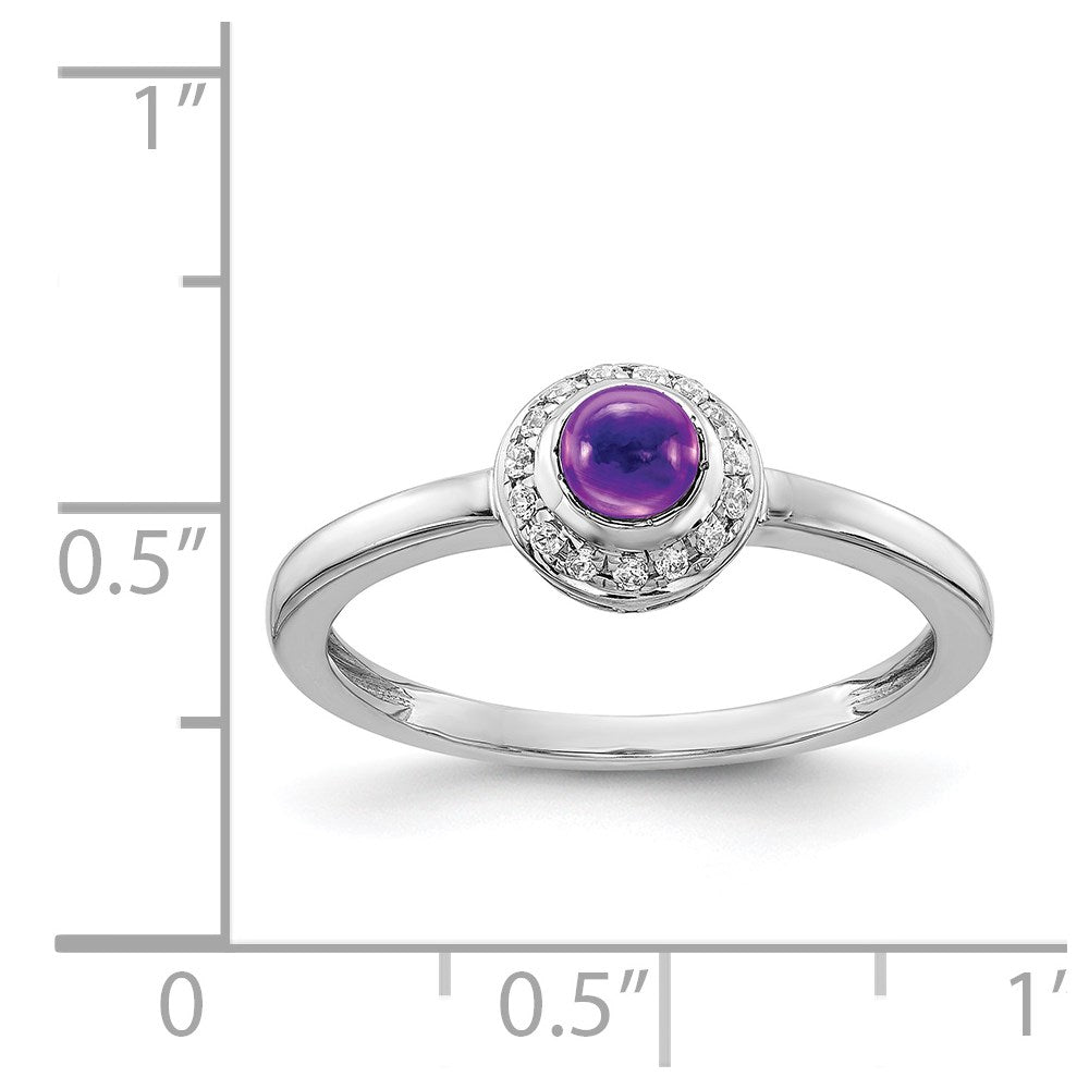 14k White Gold Diamond and Cabochon Amethyst Ring