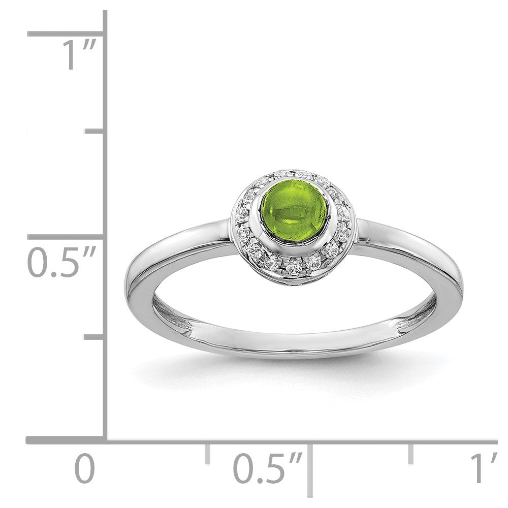 14k White Gold Diamond and Cabochon Peridot Ring