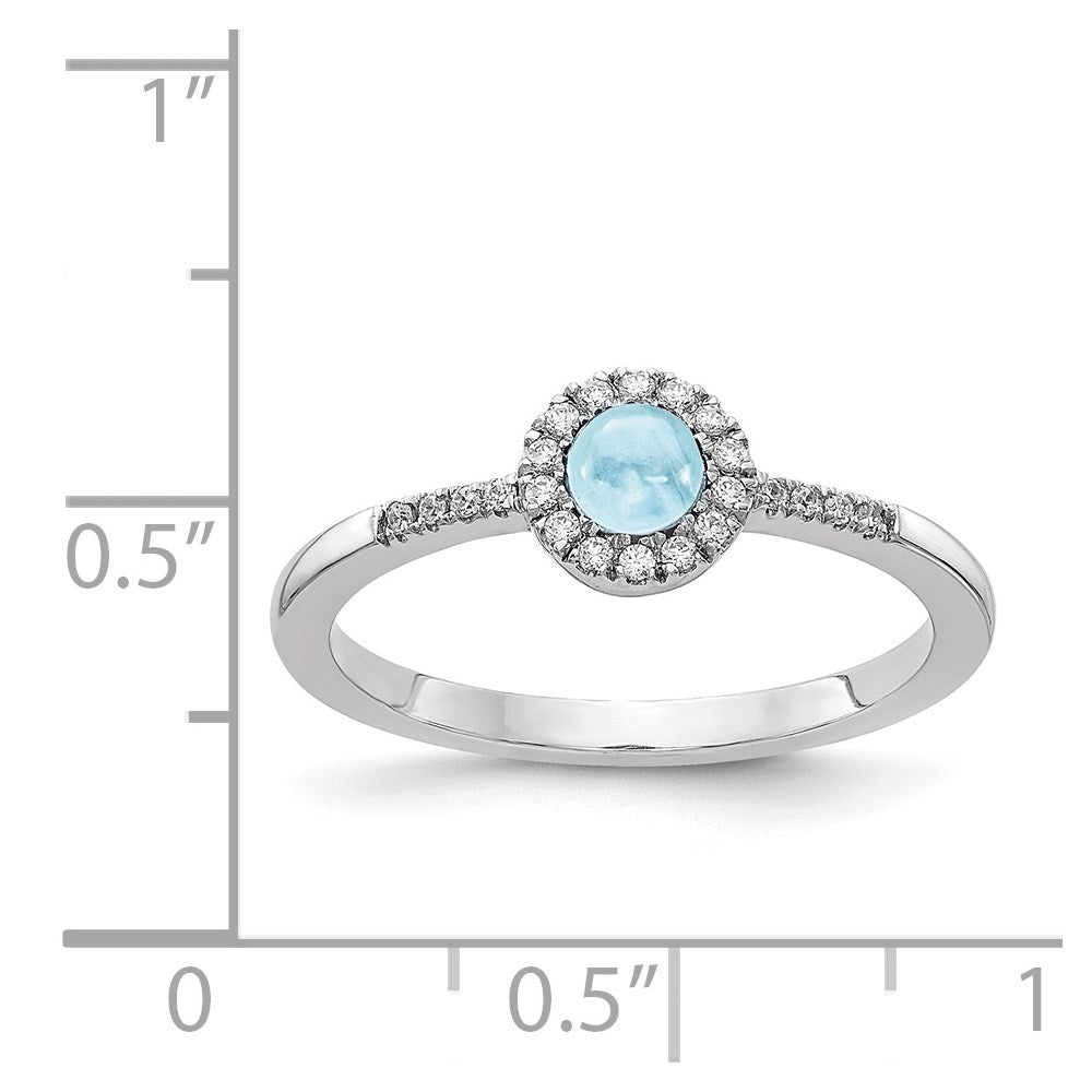 14k White Gold Diamond and Cabochon Aquamarine Ring