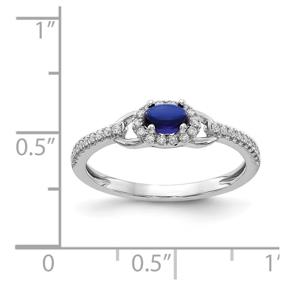 14k White Gold Diamond and Cabochon Sapphire Ring