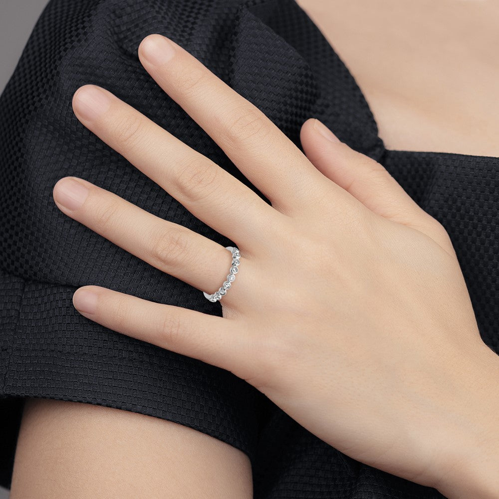14k White Gold 9-stone Bezel-set Diamond Band