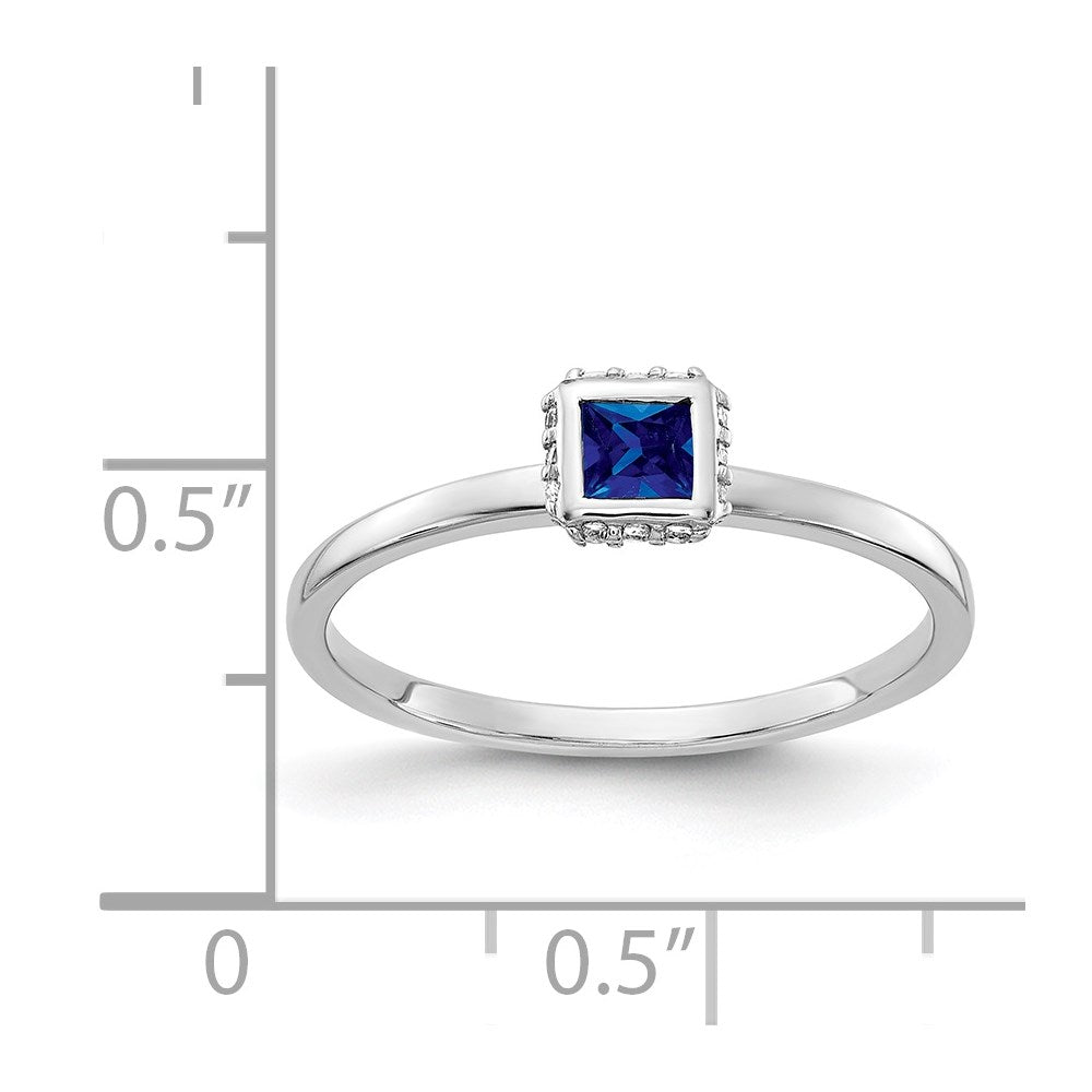 14k White Gold Diamond and Princess Sapphire Ring