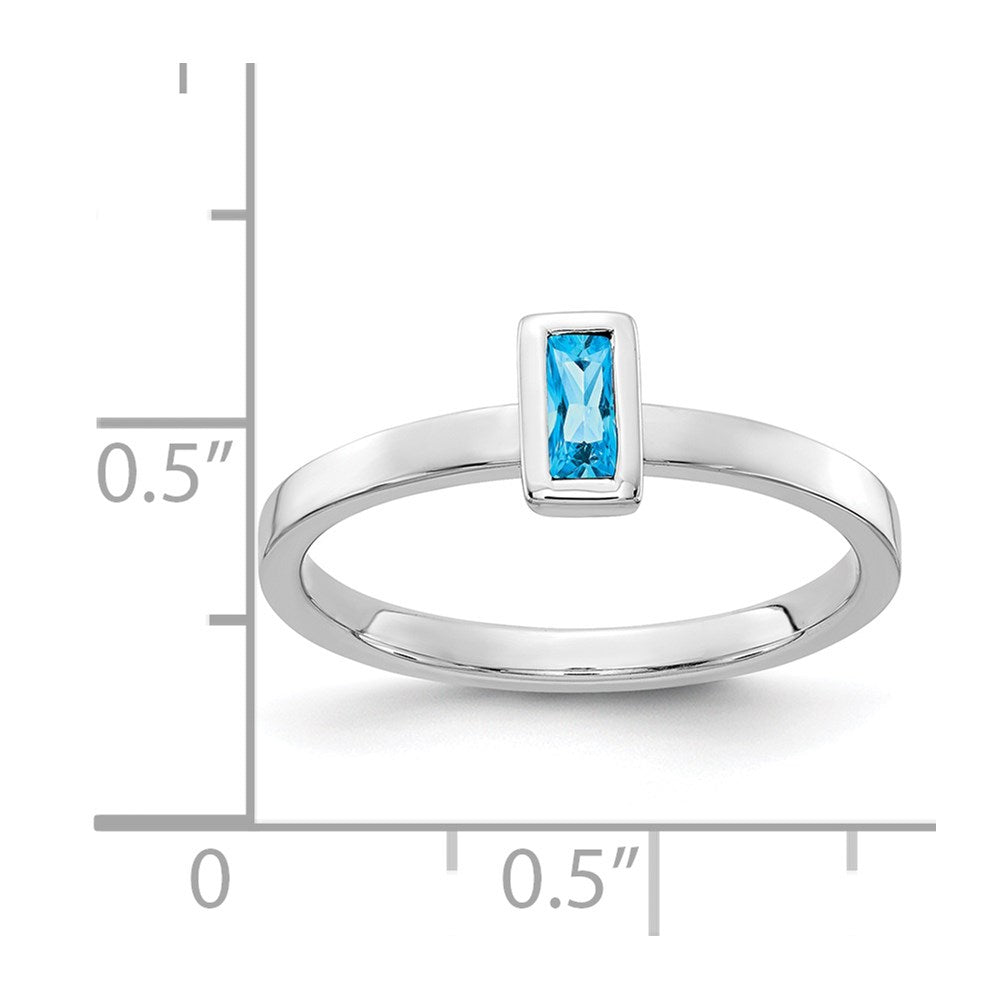14k White Gold Bezel-set Blue Topaz Ring