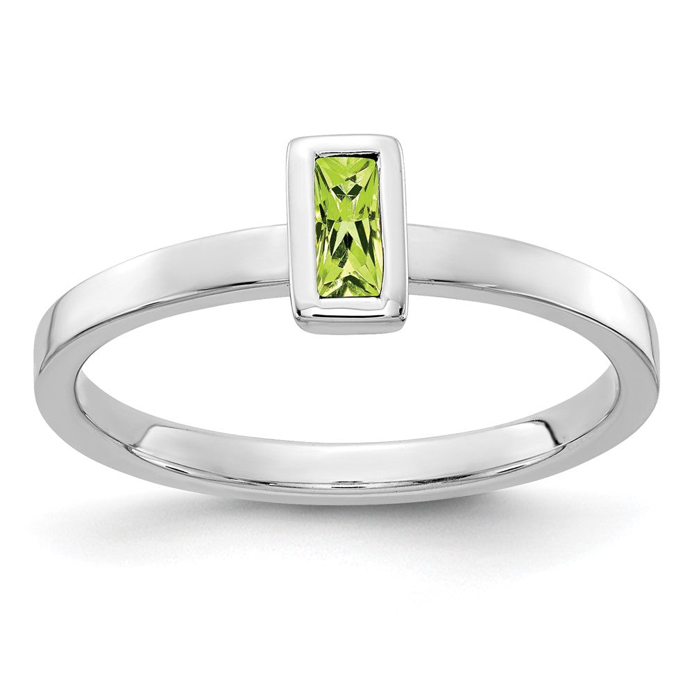 14k White Gold Bezel-set Peridot Ring