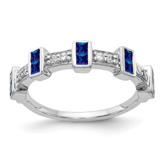 14k White Gold Fancy Diamond and Sapphire Ring