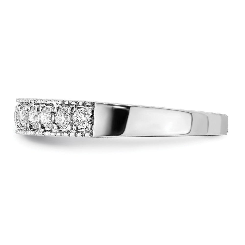 14k White Gold Diamond Beaded Edge Band