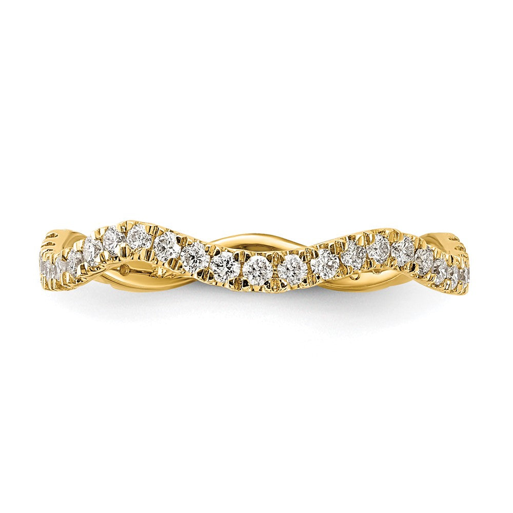 14k Yellow Gold Diamond Wavy Band