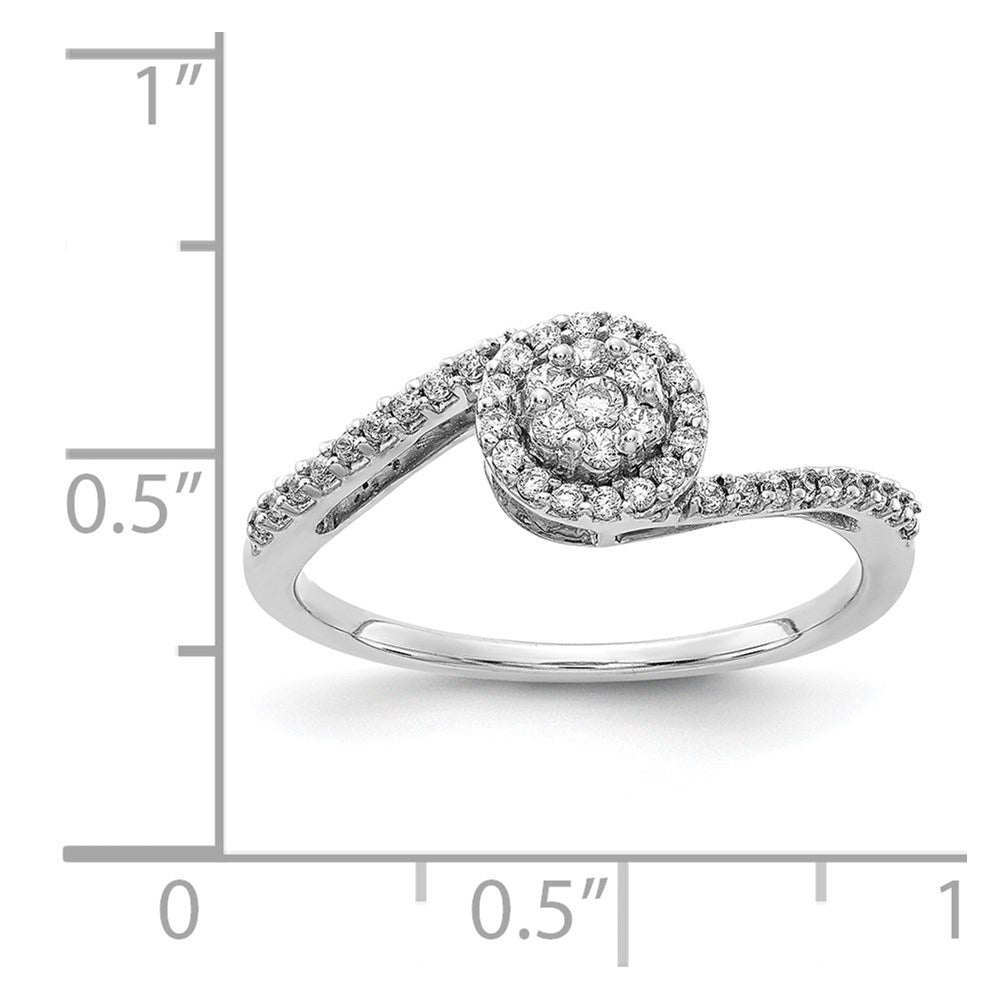 14k White Gold Diamond Cluster Bypass Ring