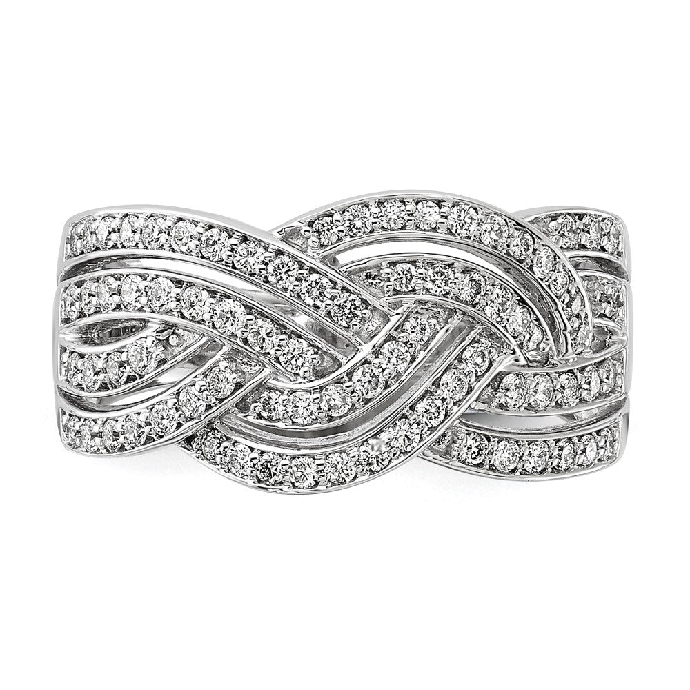 14k White Gold Woven Diamond Ring