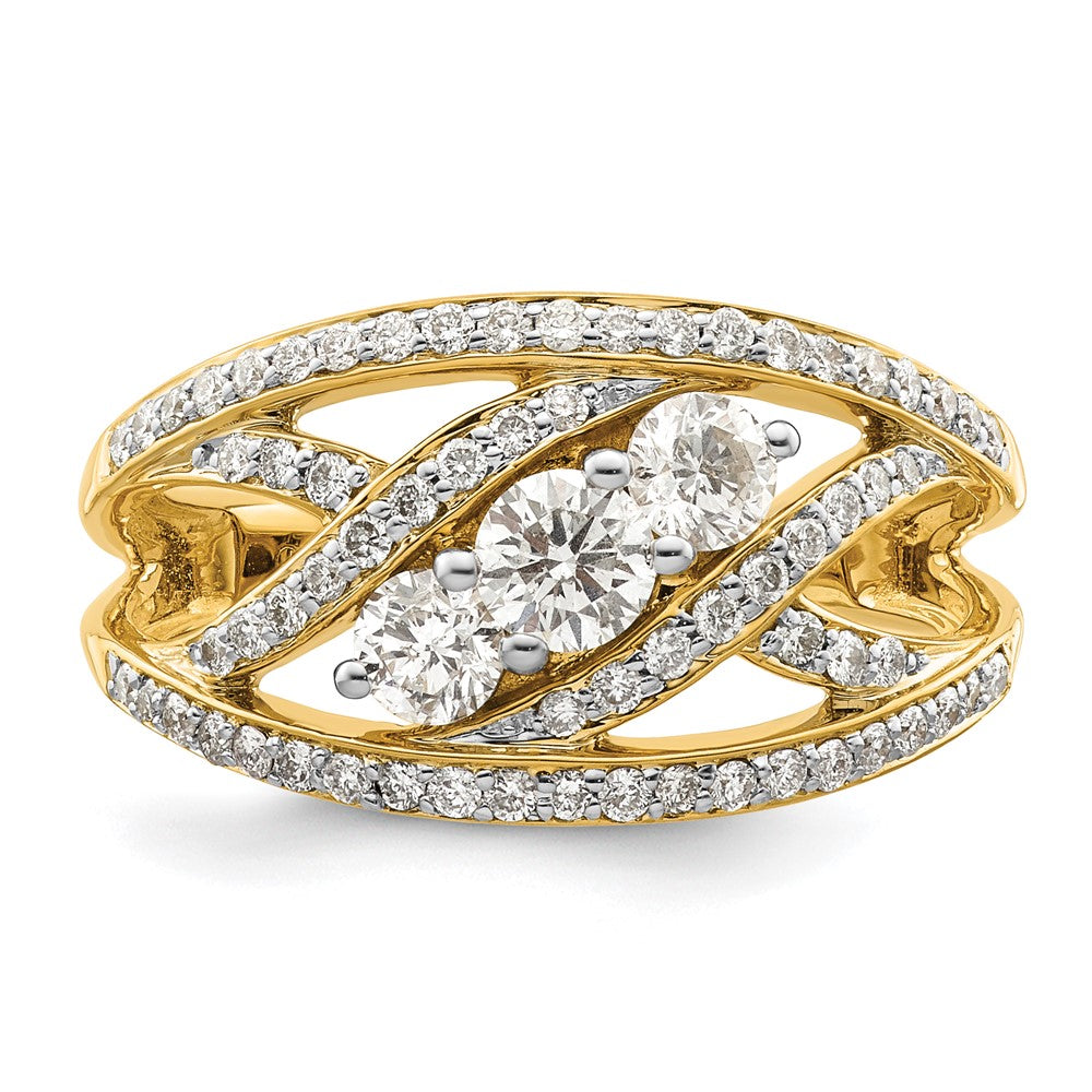 14k Fancy 3-stone Diamond Ring