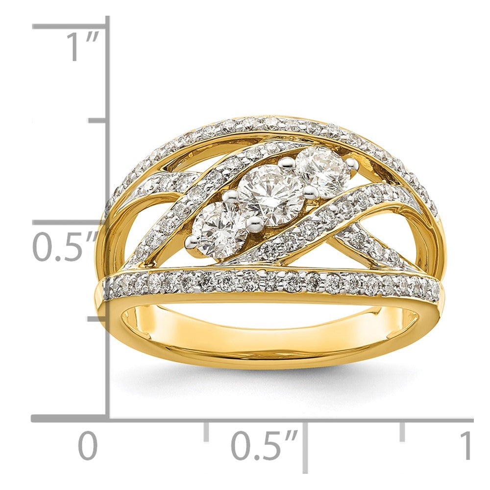 14k Fancy 3-stone Diamond Ring