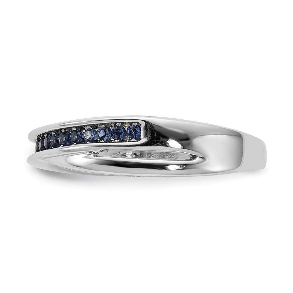 14k White Gold Channel-set Blue Diamond Ring