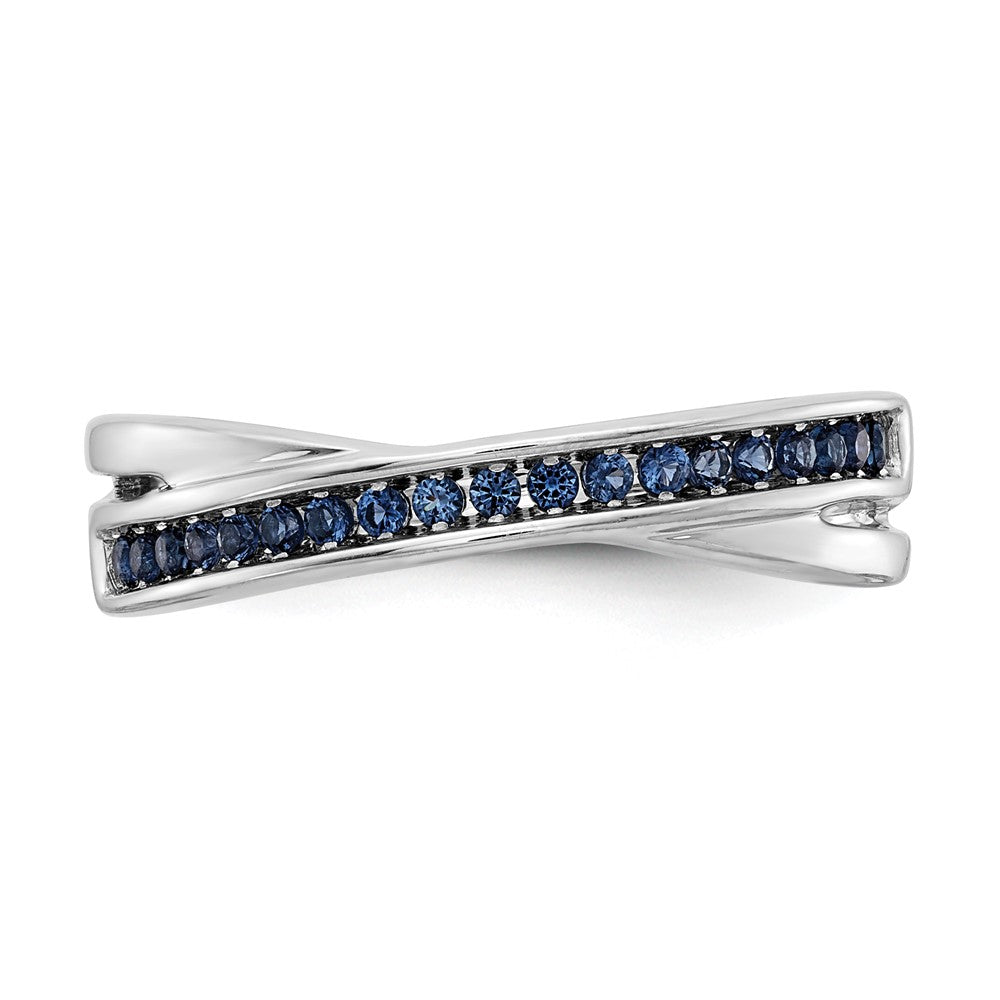 14k White Gold Channel-set Blue Diamond Ring
