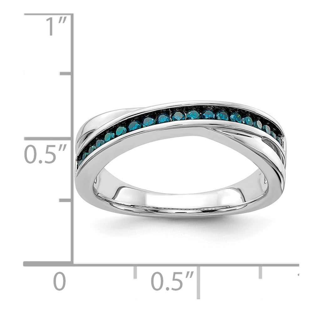 14k White Gold Channel-set Blue Diamond Ring