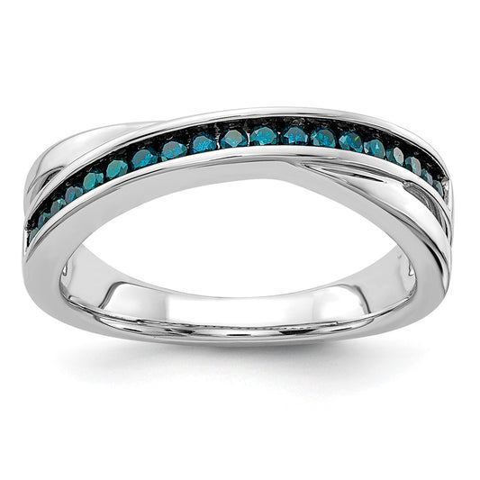 14k White Gold Channel-set Blue Diamond Ring