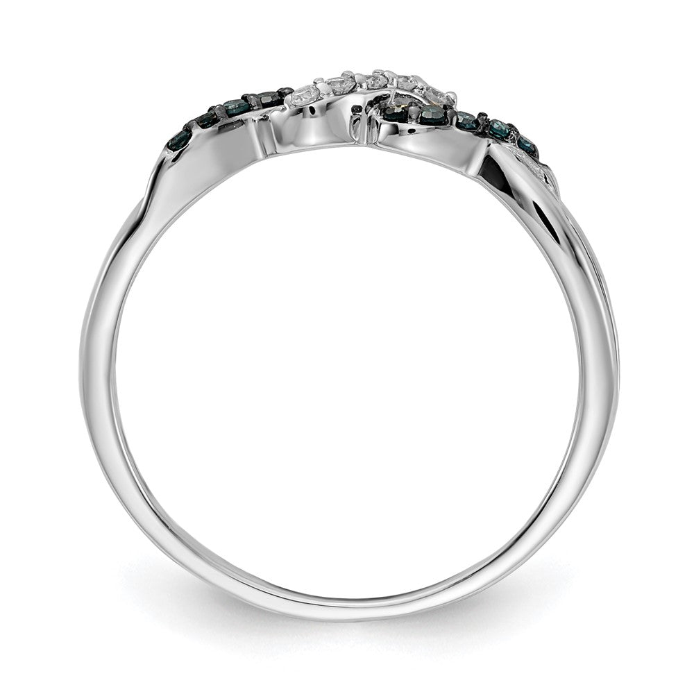 14k White Gold w/ Blue and White Diamond Twist Ring