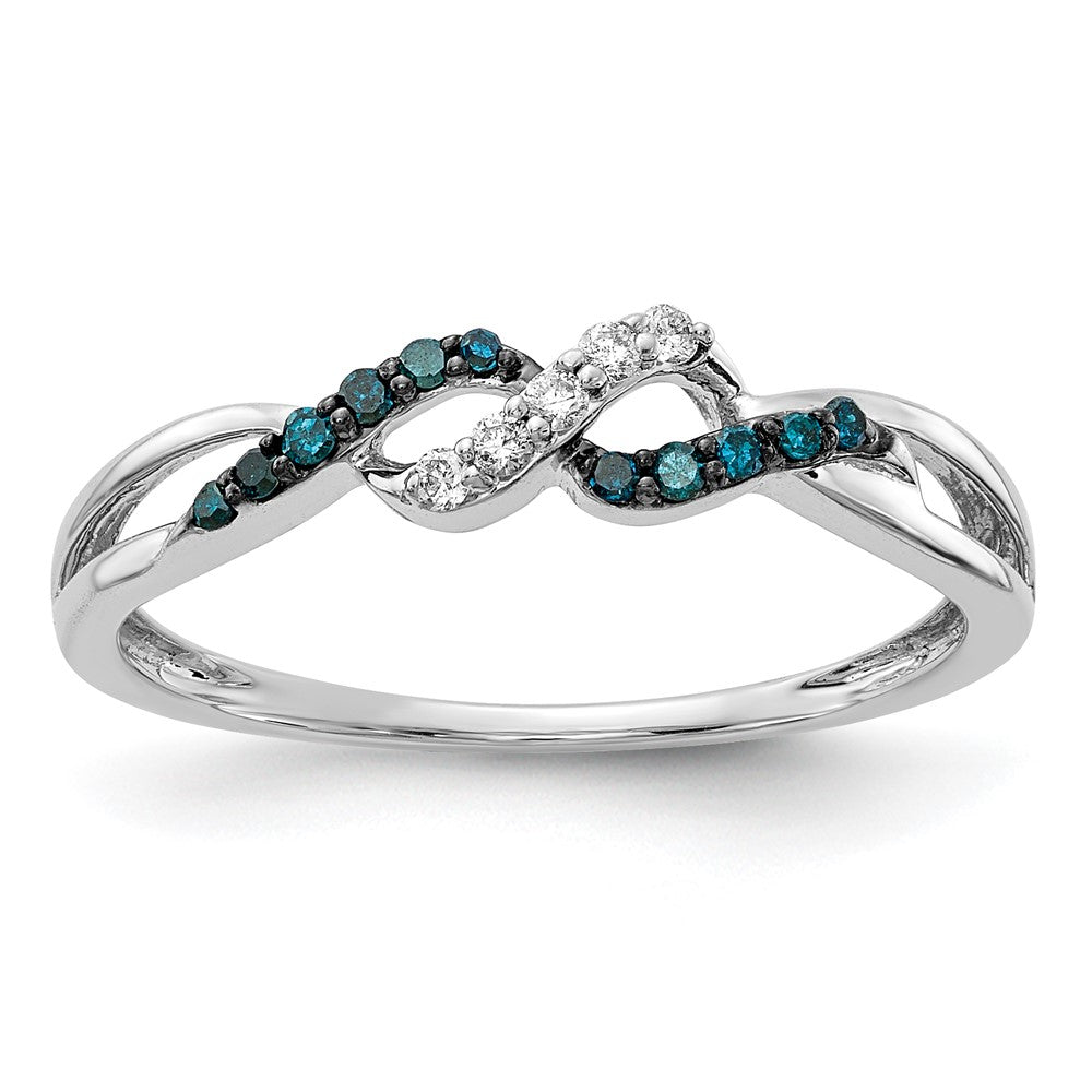 14k White Gold w/ Blue and White Diamond Twist Ring