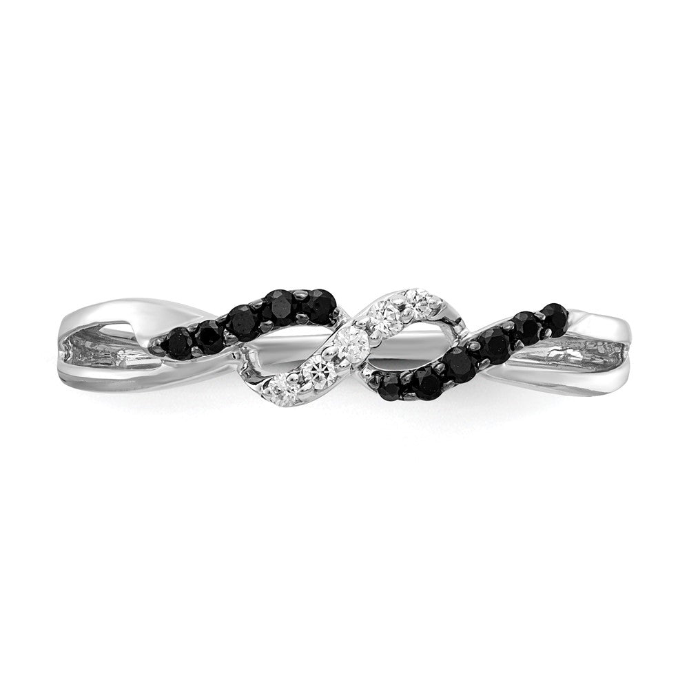 14k White Gold w/ Black and White Diamond Twist Ring