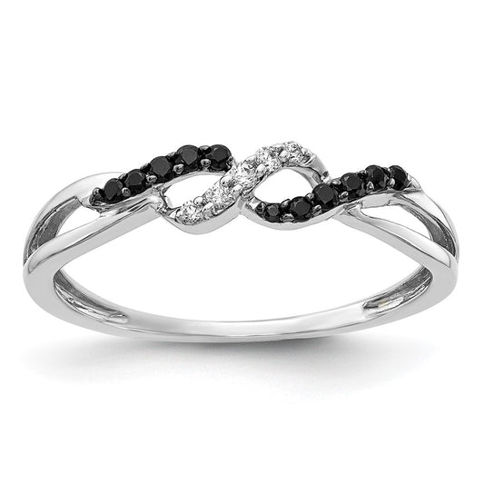 14k White Gold w/ Black and White Diamond Twist Ring