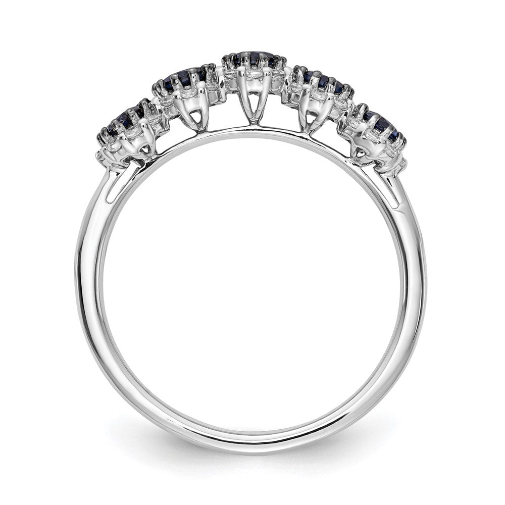 14k White Gold 5-stone Blue/White Diamond Ring