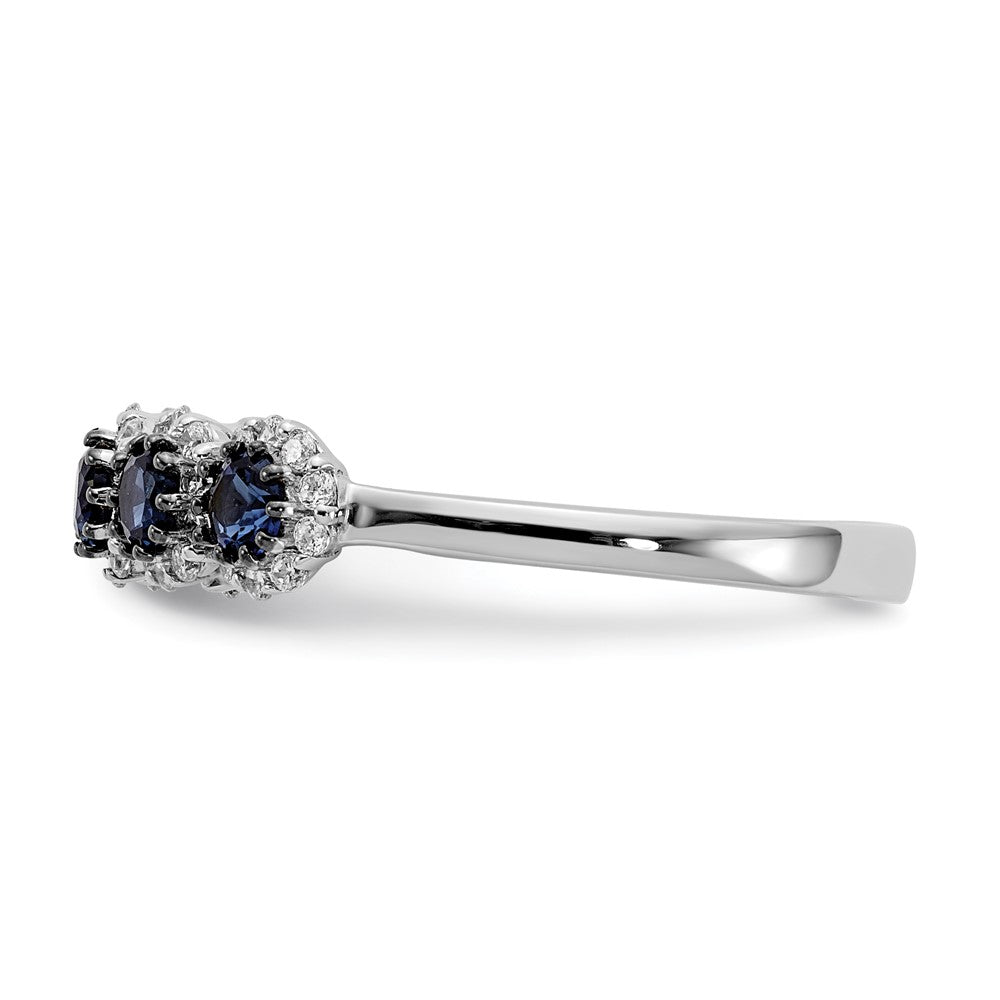 14k White Gold 5-stone Blue/White Diamond Ring
