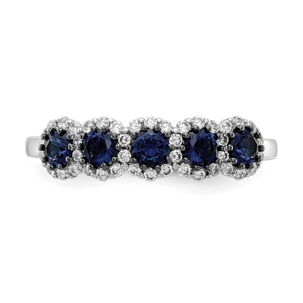 14k White Gold 5-stone Blue/White Diamond Ring
