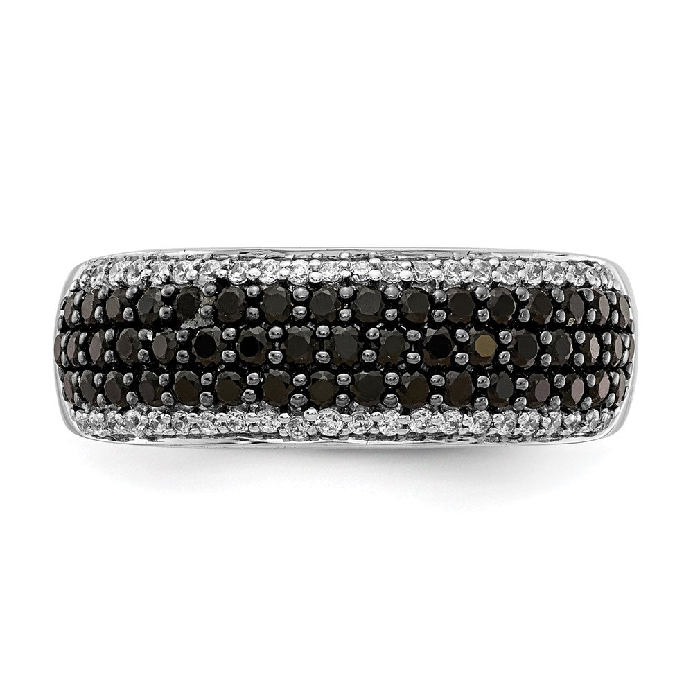 14k White Gold White and Black Diamond Band Ring